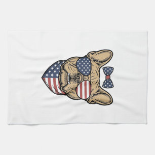 Linge De Cuisine Vintage Bulldog français patriotique Art vectoriel