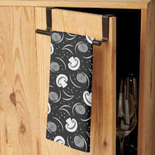 Linge De Cuisine Vintage Champignons noir et blanc Motif Légumes