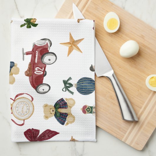 Linge De Cuisine Vintage Christmas Toys Pattern (Quart Plié)