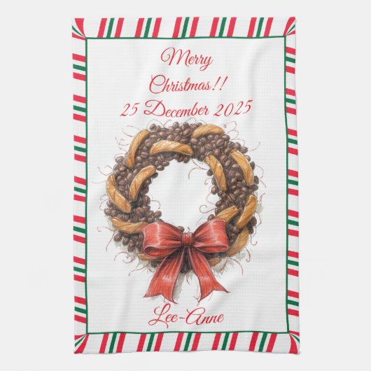 Linge De Cuisine Vintage Coffee Beans & Biscuits wreath (Vertical)