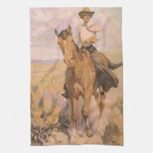 Linge De Cuisine Vintage Cowgirl Cowboy, Femme à Cheval par Dunton