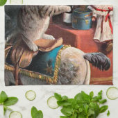 Linge De Cuisine vintage festif chat de Noël (Plié)