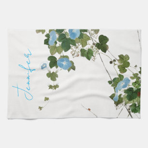 Linge De Cuisine Vintage Floral Bleu Vert Pastel Coloris Nom