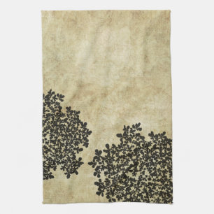 Linge De Cuisine Vintage floral noir