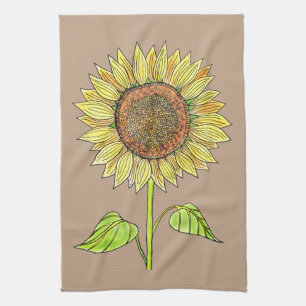 Linge De Cuisine Vintage Floral Rustique Taupe Aquarelle Taupe Tour