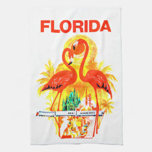 Linge De Cuisine Vintage Florida Flamants roses Travel