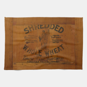 Linge De Cuisine Vintage Graphique Fromage Blé Empilé Crate