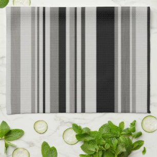 Linge De Cuisine Vintage Gris Noir Motif Grandes bandes Cuisine Ser
