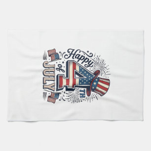 Linge De Cuisine Vintage Joyeux 4 juillet Chapeau Patriote Vector D