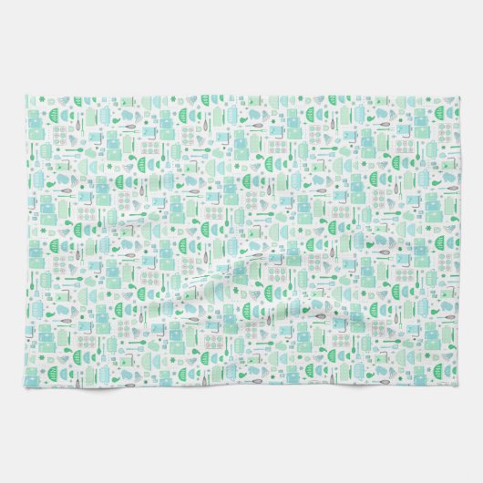 Linge De Cuisine Vintage Kitchen Mint and Teal (Horizontal)