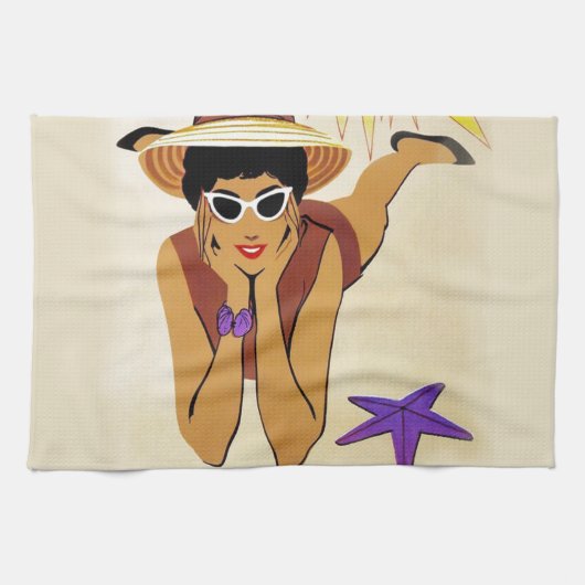 Linge De Cuisine Vintage Miami Beach (Horizontal)