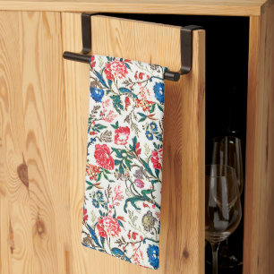 Linge De Cuisine Vintage modèle floral du XIXe siècle bleu vert rou