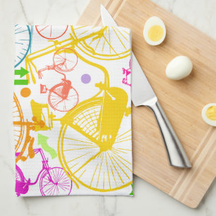 Linge De Cuisine Vintage moderne Vélo couleur brillante Motif néon