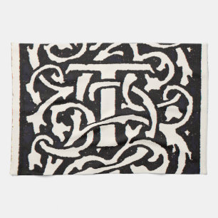 Linge De Cuisine Vintage Monogram T Art Nouveau Letter