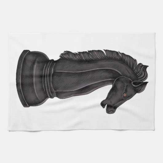 Linge De Cuisine Vintage morceau d'échecs noir (Horizontal)