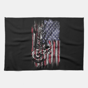 Linge De Cuisine Vintage Motorcycle USA Drapeau Retro Biker, Motorc