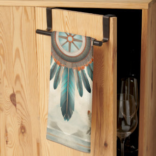 Linge De Cuisine Vintage Native Feather Retro Dream Catcher Motif