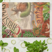 Linge De Cuisine Vintage Noël Père Noël Sleigh (Plié)