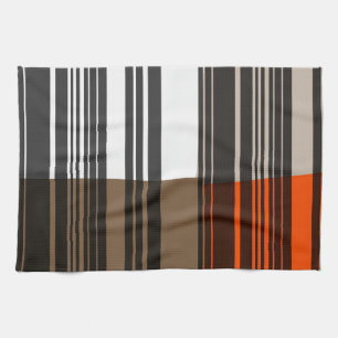 Linge De Cuisine Vintage Orange Blanc Gris Gris Gris Motif d'art