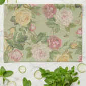 Linge De Cuisine Vintage Pays Floral Patiné (Plié)