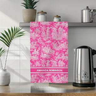 Linge De Cuisine Vintage Rose Chaud Toile de Jouy de Style Country