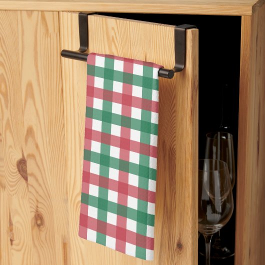Linge De Cuisine Vintage rouge rétro et vert (Pliage en tiers)