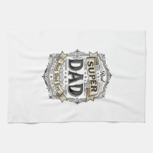 Linge De Cuisine Vintage Super Papa Badge Conception de T-Shirt_1