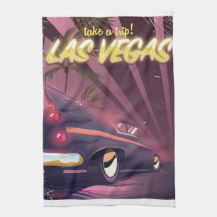 Linge De Cuisine Vintage travel affiche la voiture de Las Vegas.