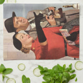 Linge De Cuisine Vintage voyage - amants à Paris (Plié)