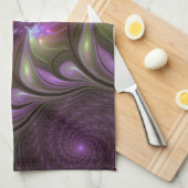Linge De Cuisine Violet Abstrait violet violet kaki fractal (Quart Plié)
