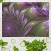 Linge De Cuisine Violet Abstrait violet violet kaki fractal (Plié)