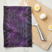 Linge De Cuisine Violet bleu violet couleur noire texture de plume  (Quart Plié)