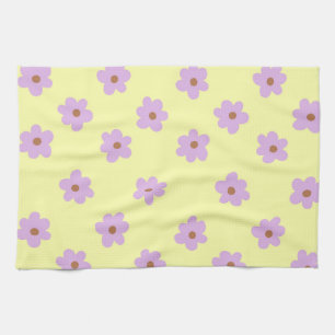Linge De Cuisine Violet et Jaune Floral Rétro Fantaisiste et Joyeux