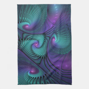 Linge De Cuisine Violet rencontre l'art abstrait moderne fractal Tu