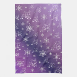 Linge De Cuisine violet,renne, étoile, étoiles, flocon de neige, no