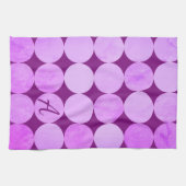 Linge De Cuisine Violet, Violet Magenta et Cercles roses Monogramme (Horizontal)
