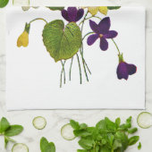 Linge De Cuisine Violets blancs, jaunes et violets brodés (Plié)