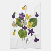 Linge De Cuisine Violets blancs, jaunes et violets brodés (Vertical)