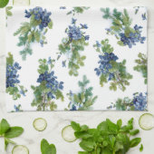 Linge De Cuisine Violets et branches de pins couverts de neige (Plié)