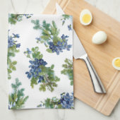 Linge De Cuisine Violets et branches de pins couverts de neige (Quart Plié)