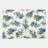 Linge De Cuisine Violets et branches de pins couverts de neige (Horizontal)