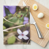 Linge De Cuisine Violette à pieds d'oiseau avec bluets (Quart Plié)