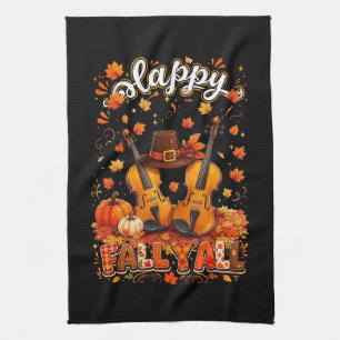 Linge De Cuisine Violon de Thanksgiving d'automne feuilles d'automn