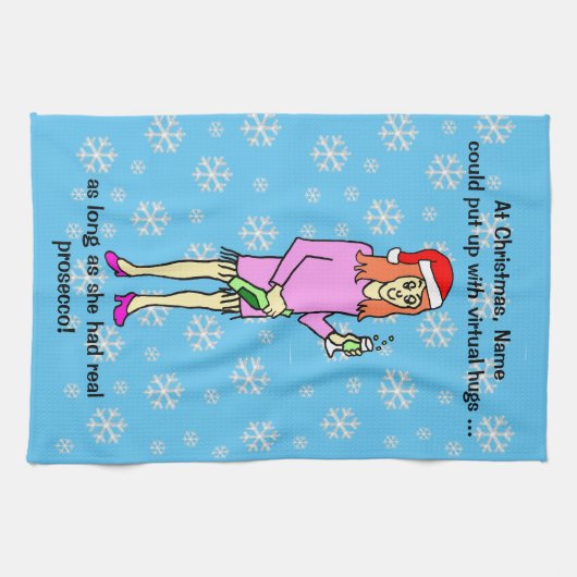 Linge De Cuisine Virtual Hugs Prosecco Noël (Horizontal)