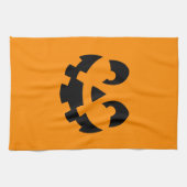 Linge De Cuisine Visage Citrouille Noir Simple Sur Halloween Orange (Horizontal)