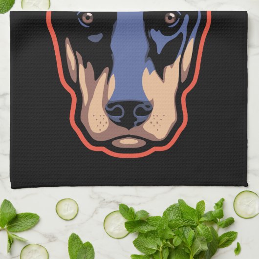 Linge De Cuisine Visage de dobermann (Plié)