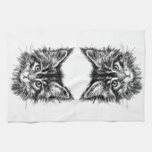 Linge De Cuisine Visage de Kitten noir et blanc (Horizontal)