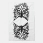 Linge De Cuisine Visage de Kitten noir et blanc (Vertical)