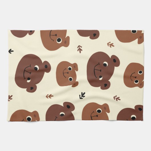Linge De Cuisine Visage drôle d'ours (Horizontal)