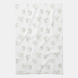 Linge De Cuisine Visage Féminin Minimaliste Motif Ligne (1)